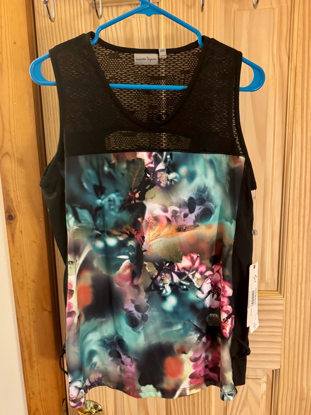 NWT Nanette Lepore floral athletic mesh tank top large